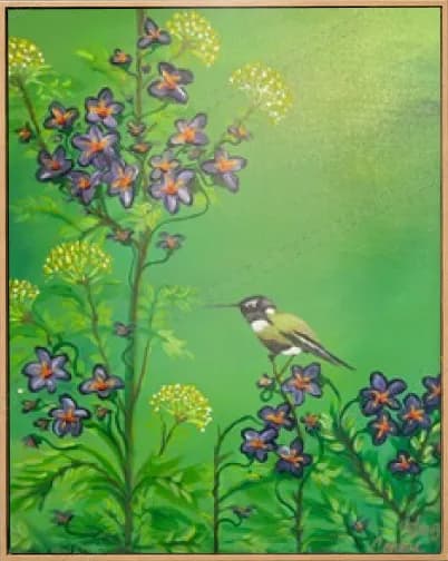Small birds on a flowering branch