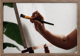 A hand painting on canvas, close up