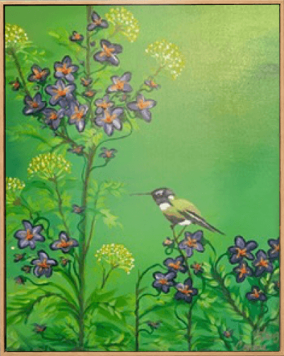 Small birds on a flowering branch